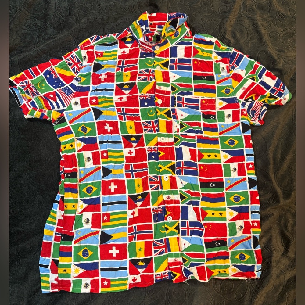Multicolor Flag Print Men's Shirt